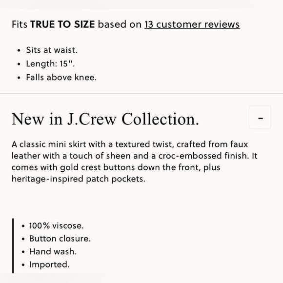 NWT J CREW Collection mini skirt croc-embellished faux leather in Midnight Brown - Picture 6 of 7